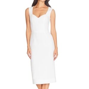 NWT Dress the Population Elle Sweetheart Neck Sheath White Midi Dress - Sz S